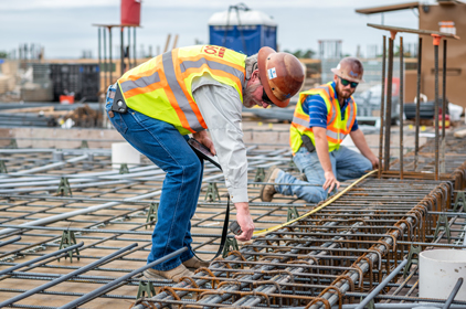 fixing rebar for concrete pour