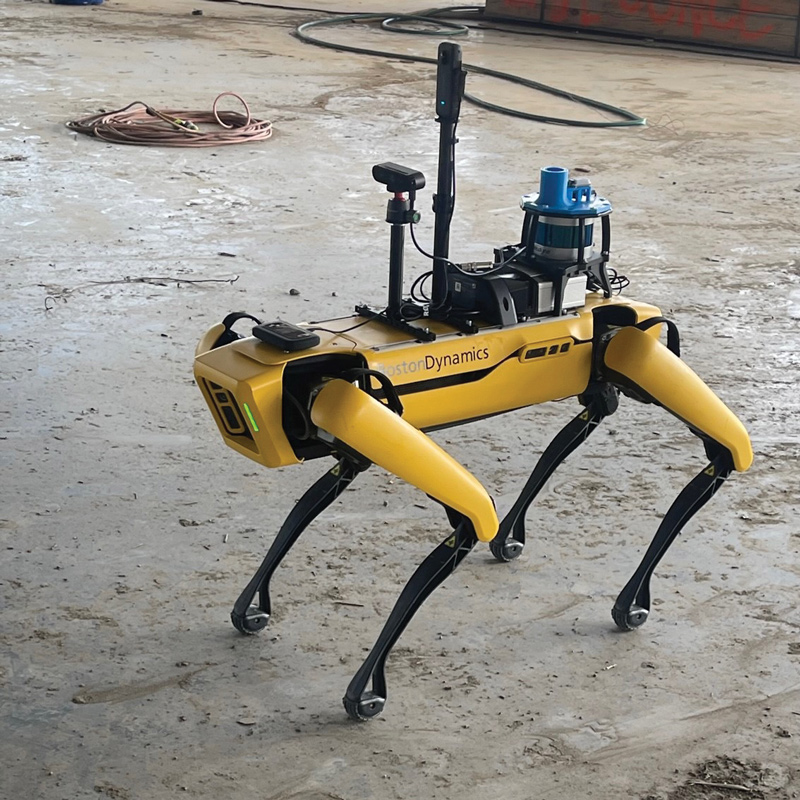 Construction layout robot on a jobsite