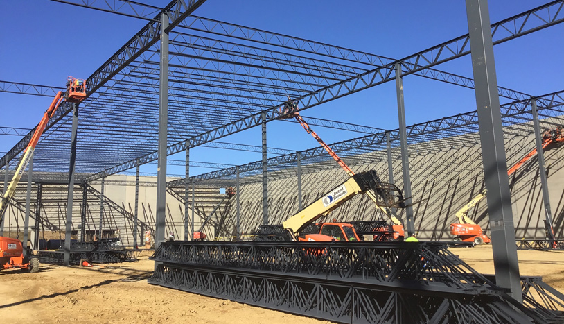 Exterior view of construction process on a project site