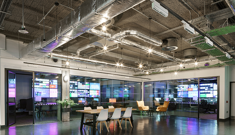 Interior view of broadcasting rooms inside Riot Games Dublin