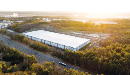 Birdseye view of an industrial warehouse