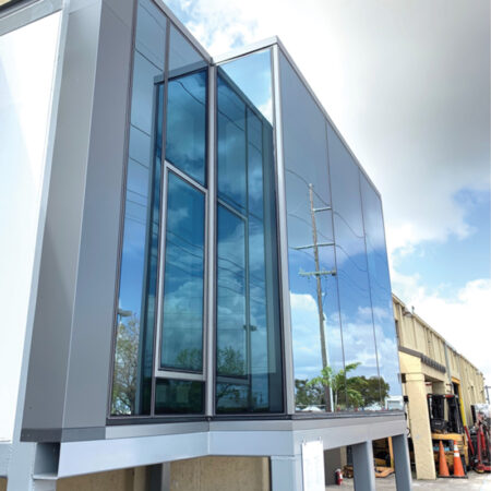 A glass curtainwall