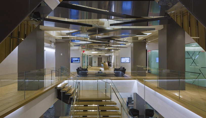 Centralized staircase in STOBG's office space