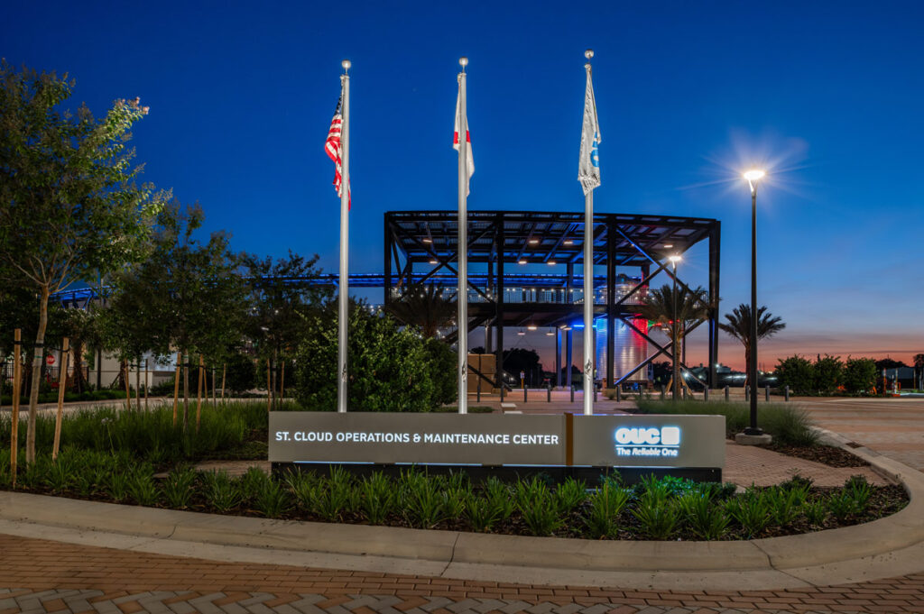 An exterior view of the entrance of the St. Cloud Operations & Maintenance Facility.