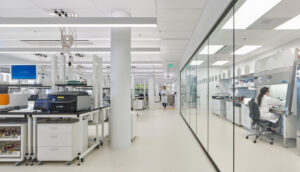 Lab facility with employees testing
