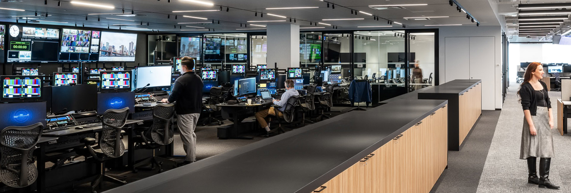 Disney NYC HQ interior image with computers and screens built by Structure Tone New York