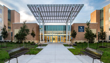 UNF Osprey Ridge AJAX image of the front of the residence hall