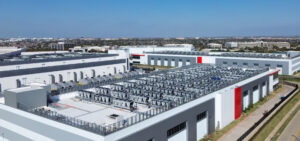 A view of the top of a data center building