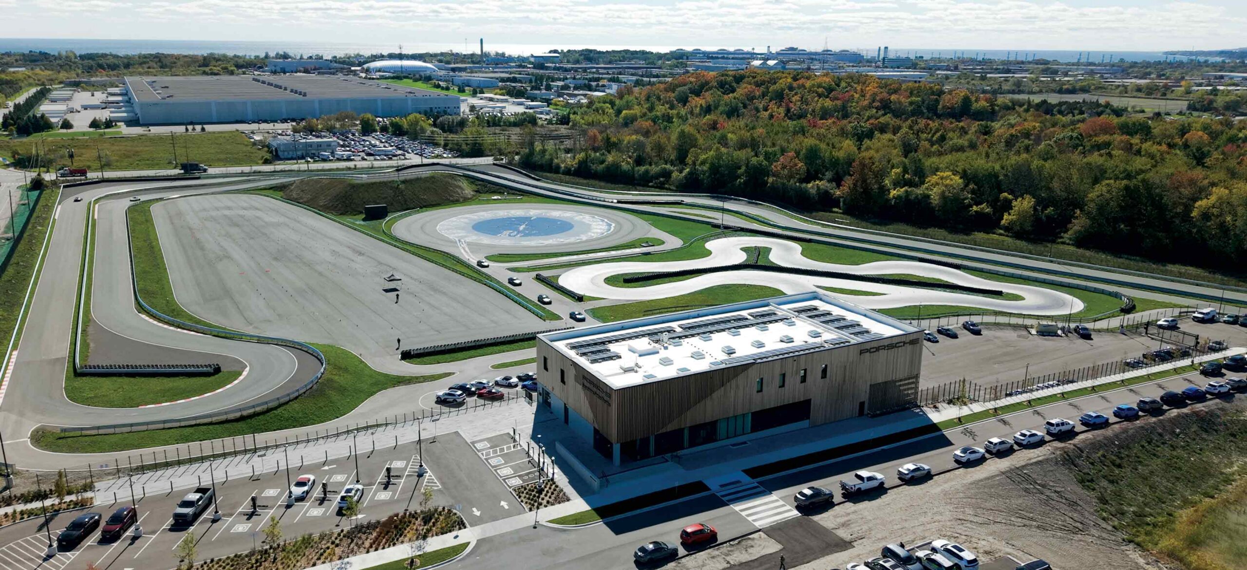 Exterior view of the Porsche Experience Centre in Toronto