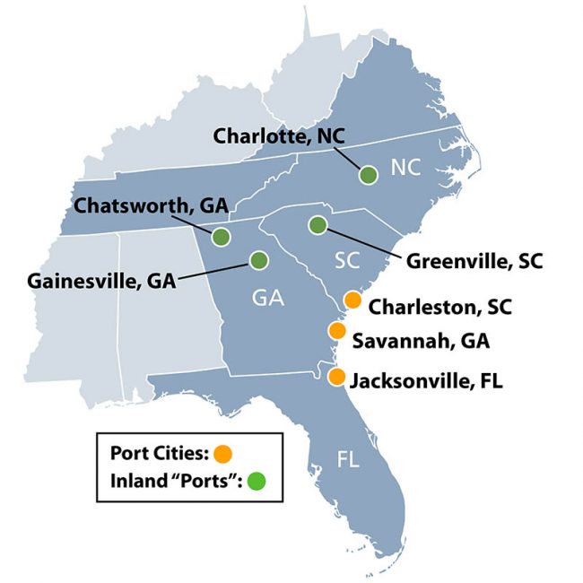 SO East US Ports The Word SO map of east Coast ports